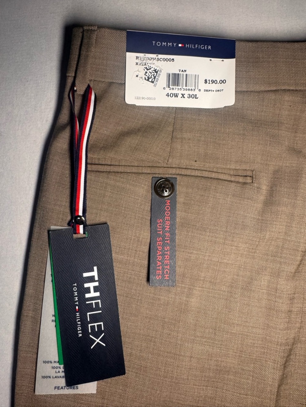Tommy Hilfiger Men’s Modern-Fit Performance  Dress Pants  40W 30L NWT